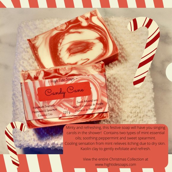 Candy Cane Handmade Soap with Peppermint & Spearmint Essential Oils - Picture 3 of 4